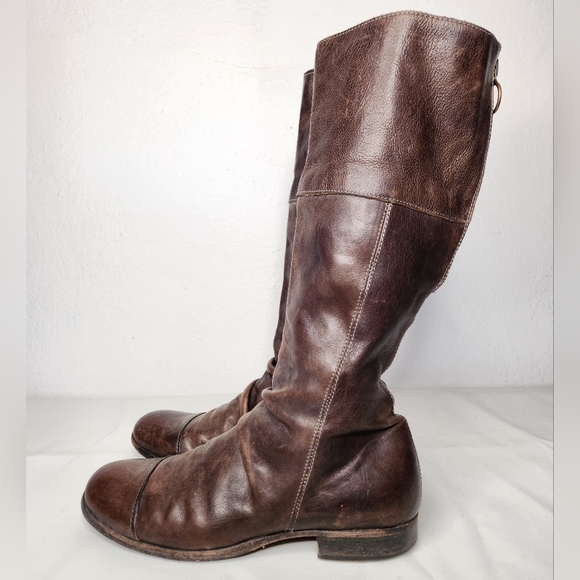FIORENTINI+BAKER Brown Leather Tall Boots Zip Up Back and Zip Side sz 8 -7.5 8.5 - Picture 9 of 14